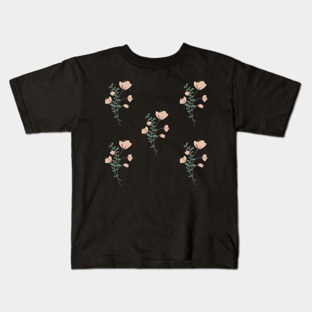 Pink Floral Pattern design Kids T-Shirt by Eveline D’souza